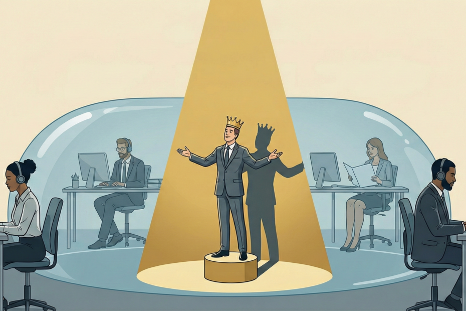 gestor que busca aplausos e não resultados no trabalho